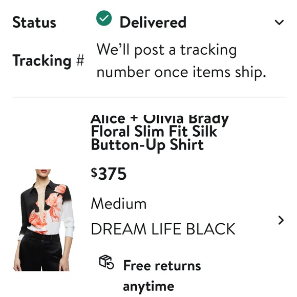 Alice + Olivia Black and White Blouse with Red Floral Design - Picture 2 of 4